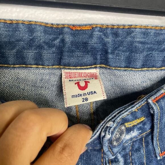 True Religion Womens Jeans Size 28 Distressed Denim Blue Bootcut Leg Jeans - Picture 3 of 16